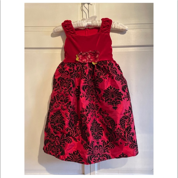 NWOT Girls C’est Chouette Red Velvet Holiday Special Occasion Dress - Size 4 - Picture 1 of 3